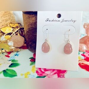 New Rose Quartz 925 Sterling Silver Earrings